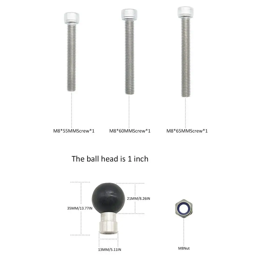 Motorcycle Mobile Phone Bracket Fixed Recorder Fixed Ball Head Accessories Aluminum Alloy M8 Screw Fixed Ball Head Accessories