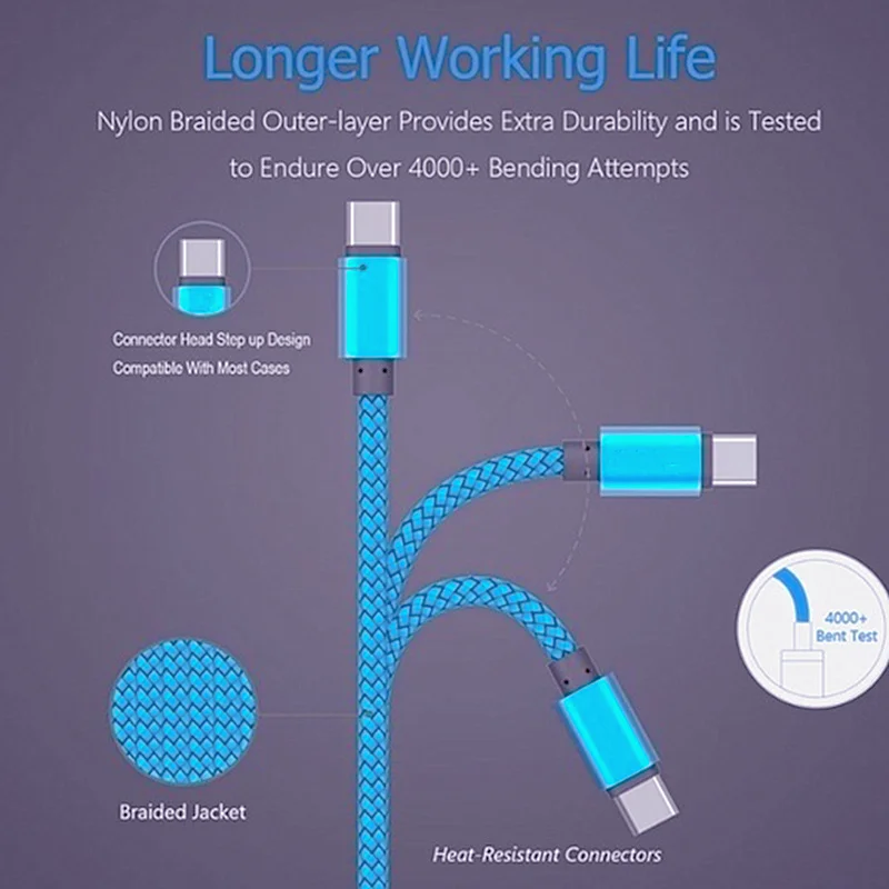 USB-Type-C-Cable-Mobile-Phone-Data-For-Samsung-S10-Huawei-P30-Fast-Charge-Type-C (2)