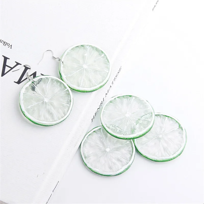 

1 pair Ins Cold Wind Dangle Earrings Fruit Lemon Drop Earrings Exquisite Lime Pendant Simple Personality Fun Fruit Earrings