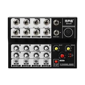 

Portable 8 Channels Karaoke Mixer built in reverb effect Audio DJ Mixing Console for family KTV Speech Meeting