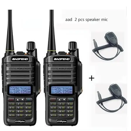 2 шт. wakie talkie IP67 Пылезащитный Водонепроницаемый CB радио коммуникатор baofeng uv-9r plus для hf 2 way ham Радио комплект полицейский сканер - Цвет: add 2 speaker mic