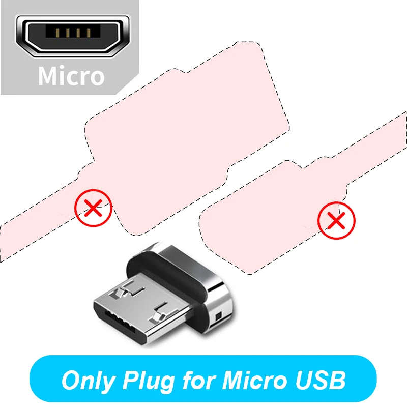 Магнитный кабель для быстрой зарядки, длинный Магнитный кабель Micro US C-type, синхронный Магнитный кабель для передачи данных для samsung IPhone huawei - Цвет: Micro Plug No Cable