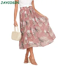 JAYCOSIN одежда для женщин высокая талия тонкие плиссированные длинные юбки для дам Мода цветочный принт элегантная юбка для женщин s Осень Зима 1106