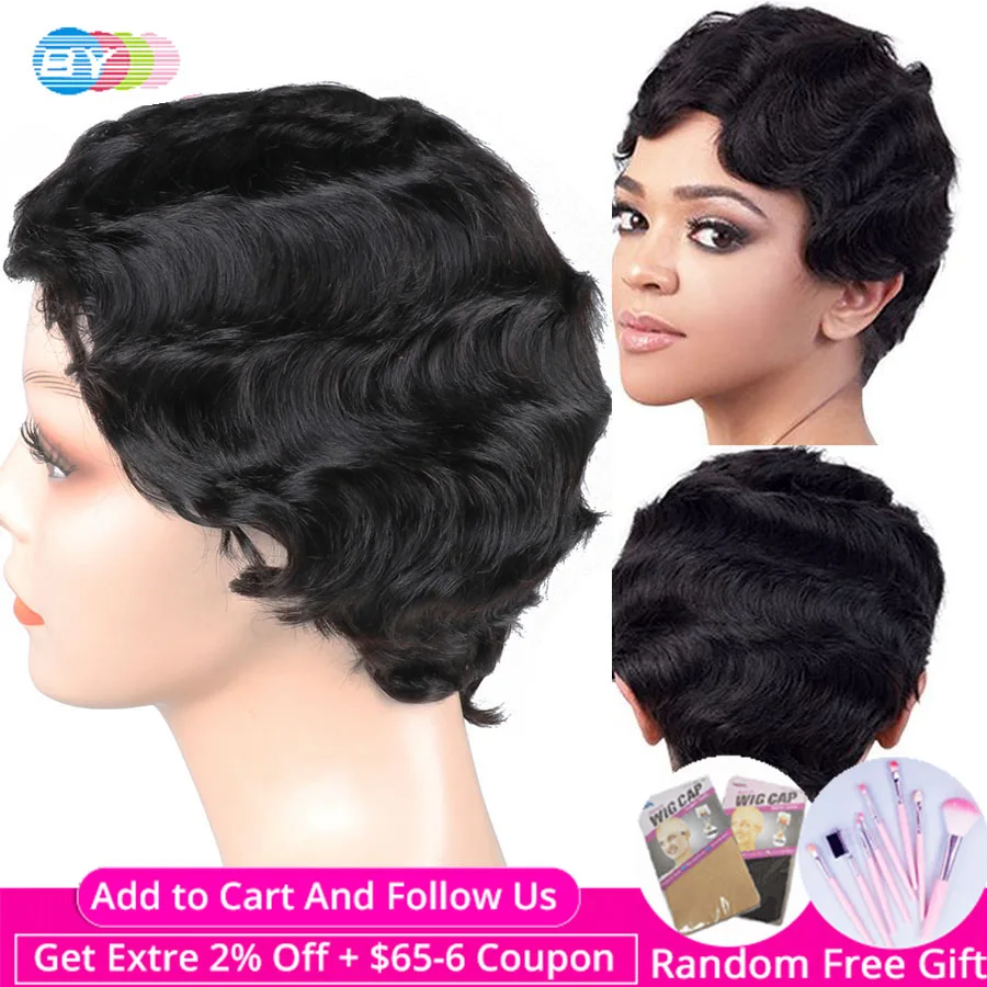 Short Human Hair Wig Cheap Wigs For Black Women Peruvian Pixie Cut