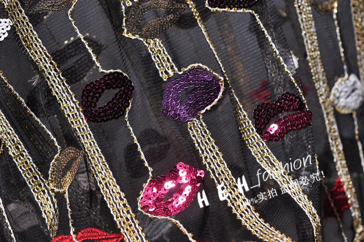 Сексуальные женские прозрачные вышивка губ сетки блузки Леди bling футболки с блестками женские прозрачные топы женские сексуальные топы с губами