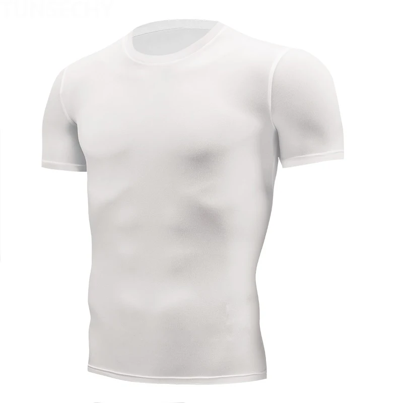 Спортивная футболка для бега, Мужская одноцветная компрессионная футболка, Мужская быстросохнущая футболка для фитнеса, мужская спортивная футболка для бега, S-4XL