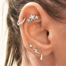 5 шт./компл. с украшением в виде кристаллов звезда молния серьги для женщины Boucle D'oreille Свадебные украшения ослепительно Кубический Цирконий Brincos