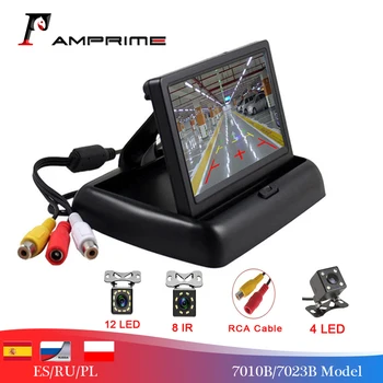 

AMPrime 2 in1 Parking Assist 4.3 inch Folding Car Monitor Video Player with Night Vision Waterproof Rear View Backup Camera