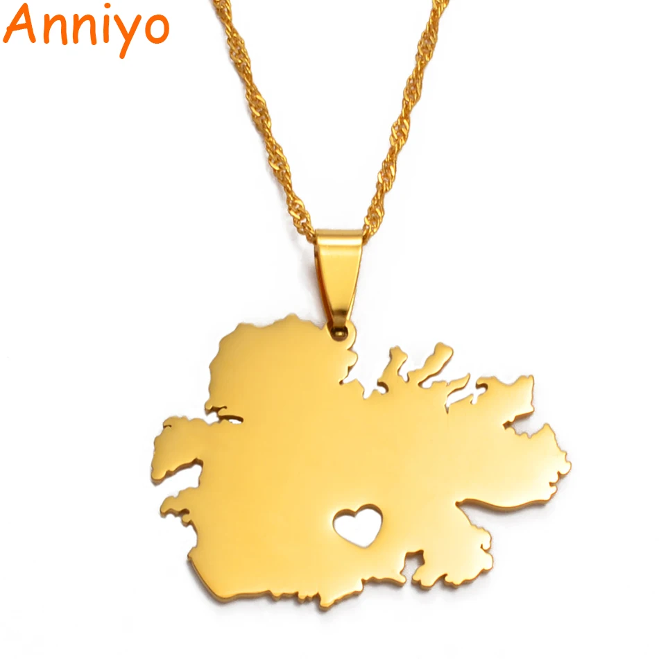 Anniyo/Сердце Antigua карта кулон ожерелья Золото Цвет Ювелирные изделия Подарки#018821