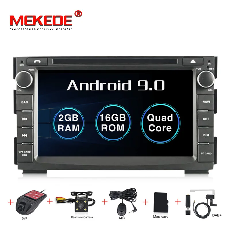 4G+ 64G 8 CORE Android 9,0 2 Din Автомобильный мультимедийный dvd-плеер gps Авторадио для Kia Ceed 2009-2012 автомобильный Радио ПК wifi - Цвет: 16G  camera DVR DAB