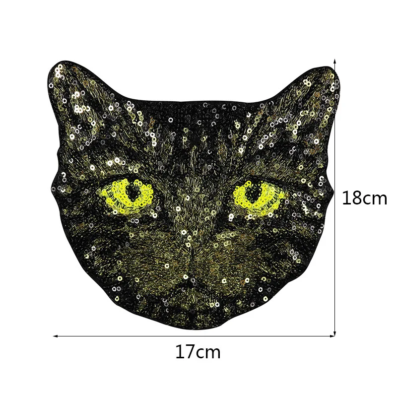 GUGUTREE вышивка блёстки большие коты нашивки в виде животных значки аппликации нашивки для одежды YYX-19121007