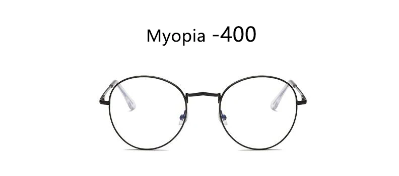 Black 400 Готовые Очки для близорукости, женские и мужские, синий светильник, блокирующие прозрачные круглые очки, металлическая оправа для очков, ретро очки для компьютера - Цвет оправы: Black 400