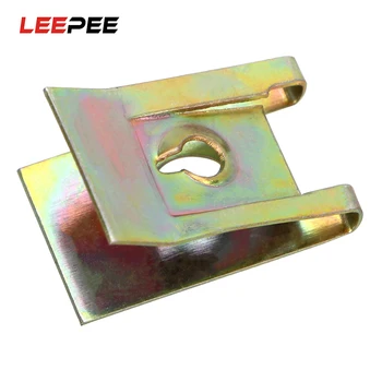 

LEEPEE 50 piece/Set Spring Metal Clip Auto Fastener Clips Car Door Panel Spire Screw Base U-Type Clips