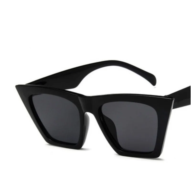 Black frame gray len Бренд солнцезащитные очки Квадратные очки персонализированные очки в стиле «кошачий глаз Красочные Солнцезащитные очки для женщин тенденция универсальные очки uv400 для штор - Цвет линз: Black frame gray len