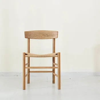 

DIY Japanese Knitted Chair Solid Wood Backrest Chair Twisted Creative Furniture Simple Solid Wood Armchair