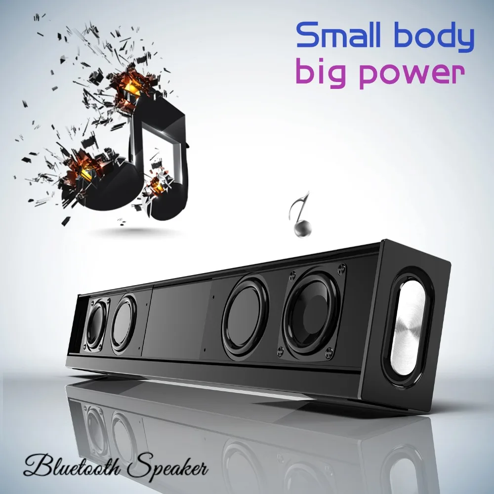 

High-power 20W Sound Bar Dual-speaker Portable Subwoofer Column Bluetooth Speaker with FM Radio TF AUX 4500mAh for Computer TV