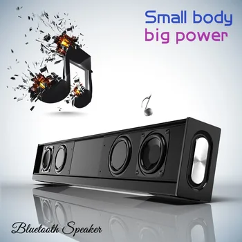 

High-power 20W Sound Bar Dual-speaker Portable Subwoofer Column Bluetooth Speaker with FM Radio TF AUX 4500mAh for Computer TV