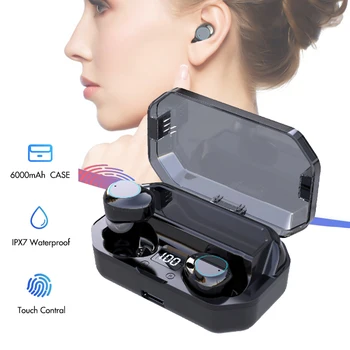 

TWS Bluetooth Earphonewith 6000mAh 6D Surround In-Ear Stereo Earbuds Smart Display IPX7 Waterproof With Charging Box