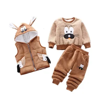 

Spring Autumn Children Cartoon Clothes Baby Boy Girls Fashion Hooded Vest T Shirt Pants 3Pcs/Sets Kids Casual Cotton Tracksuits