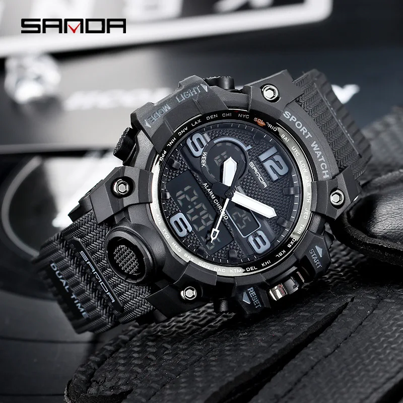 Часы наручные Sanda мужские электронные модные многофункциональные