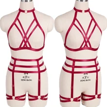 Готический комплект с бюстгальтером на бретельках, укороченный топ, подвязка для груди, высокая талия, пояс с подвязками, эластичная Регулировка нижнего белья, красное сексуальное боди для танцев на Хэллоуин