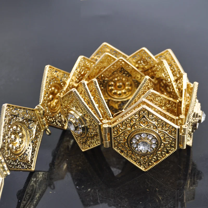 New Fashion Women Gold Belts Big Crystals Waist Chain for Abaya Moroccan Trendy Kaftan Belts