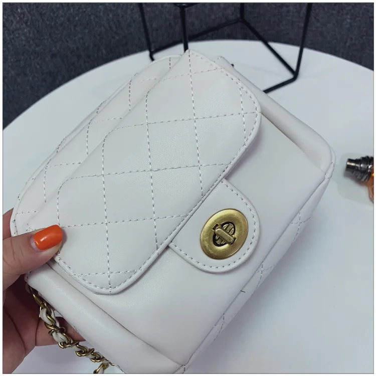 

2019 Summer New Style Korean-style Style PU Handbag Solid Color Square Sling Bag Chain