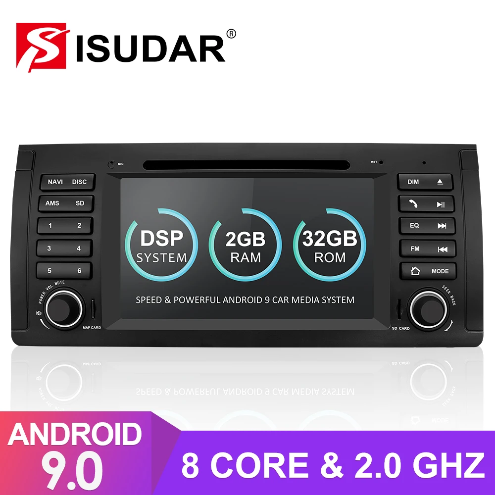 Автомагнитола Isudar 1 Din Android 9 для BMW X5 E53 E39 GPS DVD Восьмиядерный процессор ОЗУ 2 Гб ПЗУ 32