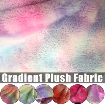 

Gradient Color Imitation Rabbit Fur Fabric Rainbow Plush Fur Flocking Fabric For Handmade Garment Bags Quilting Sew Clothes Toys