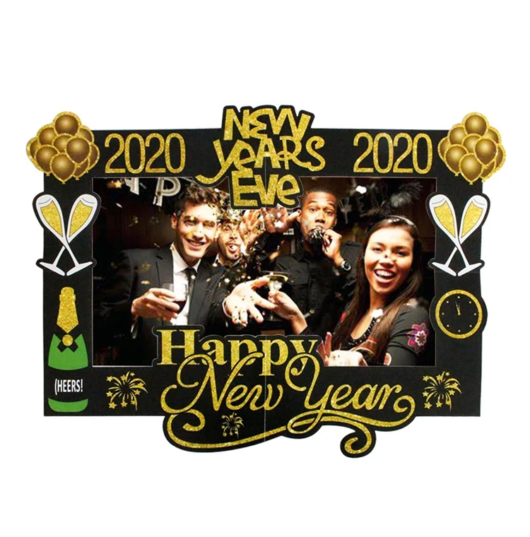 Happy новогоднее; Рождественское украшение для дома Photo Booth рамки реквизит с утолщённой меховой опушкой, хороший подарок на Рождество год s Eve вечерние поставки