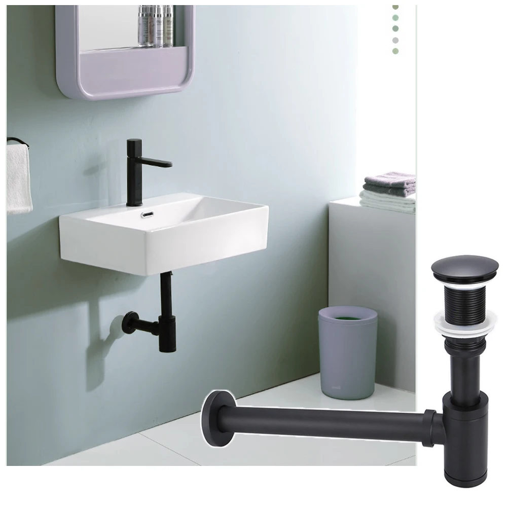 12 dimensioni personalizza Set di tappi per sifone per lavabo tubo flessibile nero lavandino per bagno tappo per filtro Pop-Up tubo per sifone per lavabo su misura