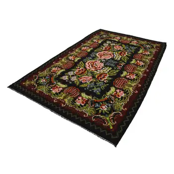 

187x302 Cm Black Handmade Vintage Moldovan Rugs Rug-6x10 Ft