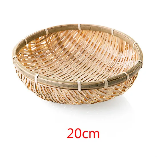 20CM 1 шт. ручной работы бамбуковое Тканое круглое хранилище корзина для фруктов тарелка из ротанга хлебная корзина кухня еда Пикник хлеб мини контейнер WJ10292 - Цвет: 20CM