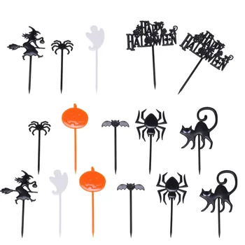 

40pcs Halloween Picks Plastic Fruit Picks Cupcake Decoration Party Supplies