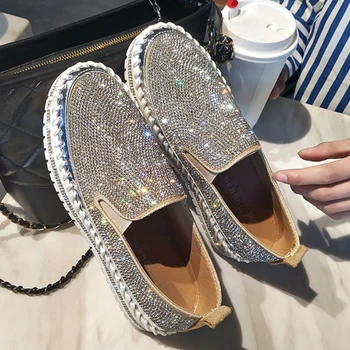 

Casual Bling Shoe Women Luxury Zapato De Mujer Crystals White Sneaker Platform Chaussures Femme Rhinestone Shoes Black Sneakers