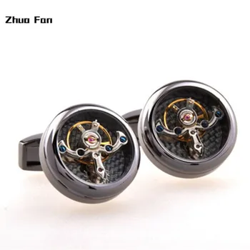 

2020 New Original design Hot Sale Movement Tourbillon Cufflinks For Men Lepton High quality Mechanical Watch Steampunk Gear cuff