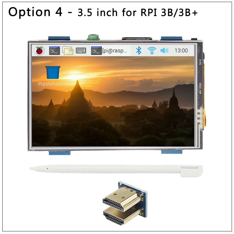 Opotion 4 Raspberry Pi 4 дюйма 3,5 дюйма сенсорный ЖК-экран 480x320 до 1920x1080 ips подсветка регулируемый дисплей для RPI 4B/B+/3B/Zero PC - Цвет: Opotion 4