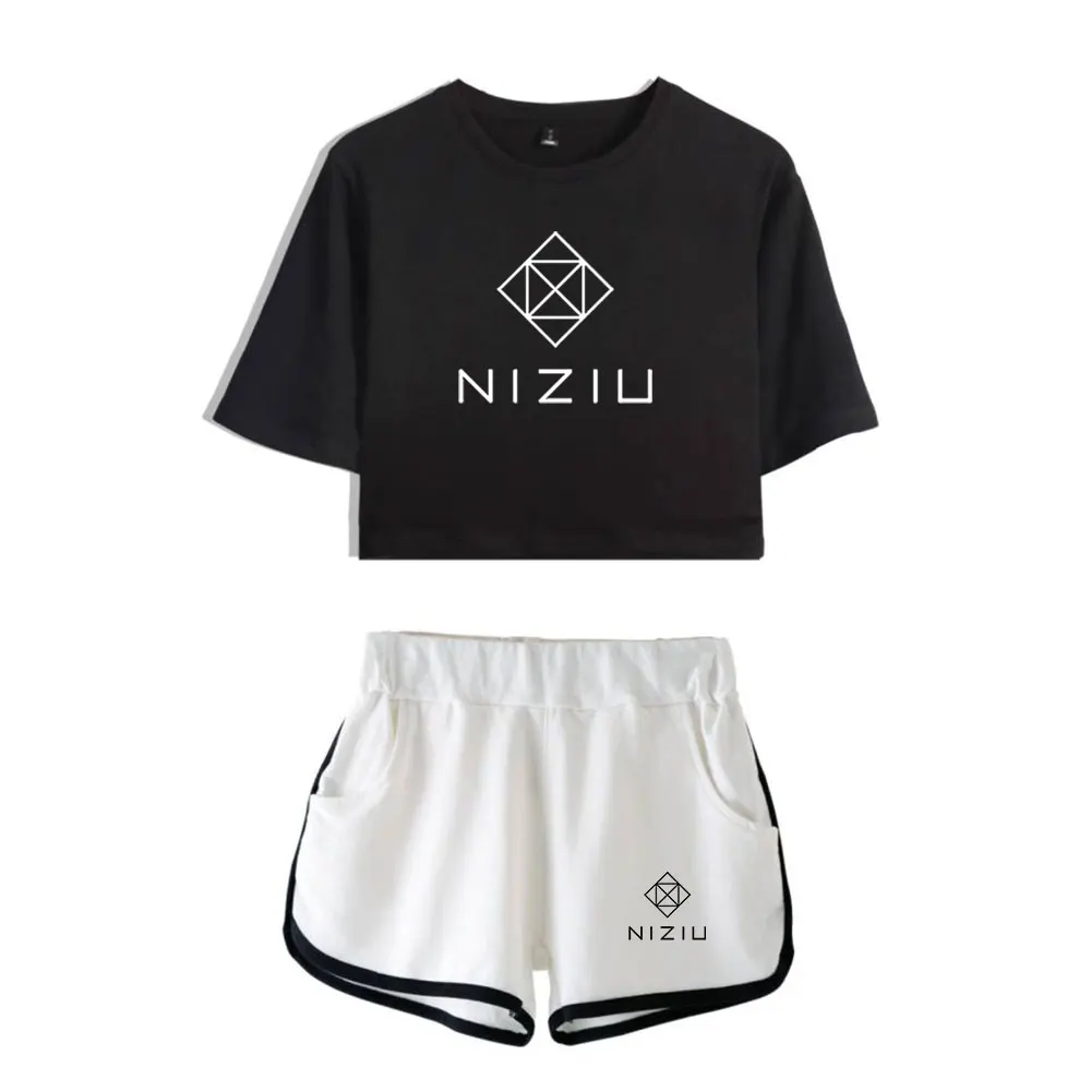 Kpop-Conjunto de dos piezas para mujeres, pantalones cortos + bonita camiseta gran oferta, logotipo del equipo coreano Niziu, 2020