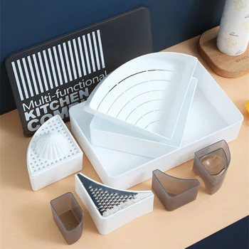 

7 in 1 Kitchen Gadget Cooking Set Multifunctional Grate Grinding Juicer Draining Drain Basket Storage Box Fruit Vegetable Tools
