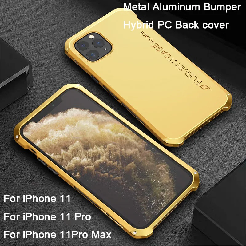 Online Funda metálica de aluminio para iphone 11 funda híbrida trasera para iphone 11 pro funda protectora máxima a prueba de golpes funda Fundas
