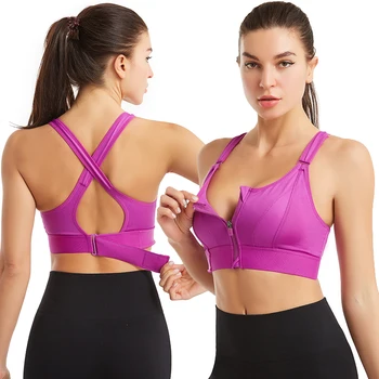 Sports Bra Women Sportswe Crop Sport Top Adjustable Belt Zipper Yoga Running Bras Push Up Vest Shockproof Underwear Gym Bralette 5