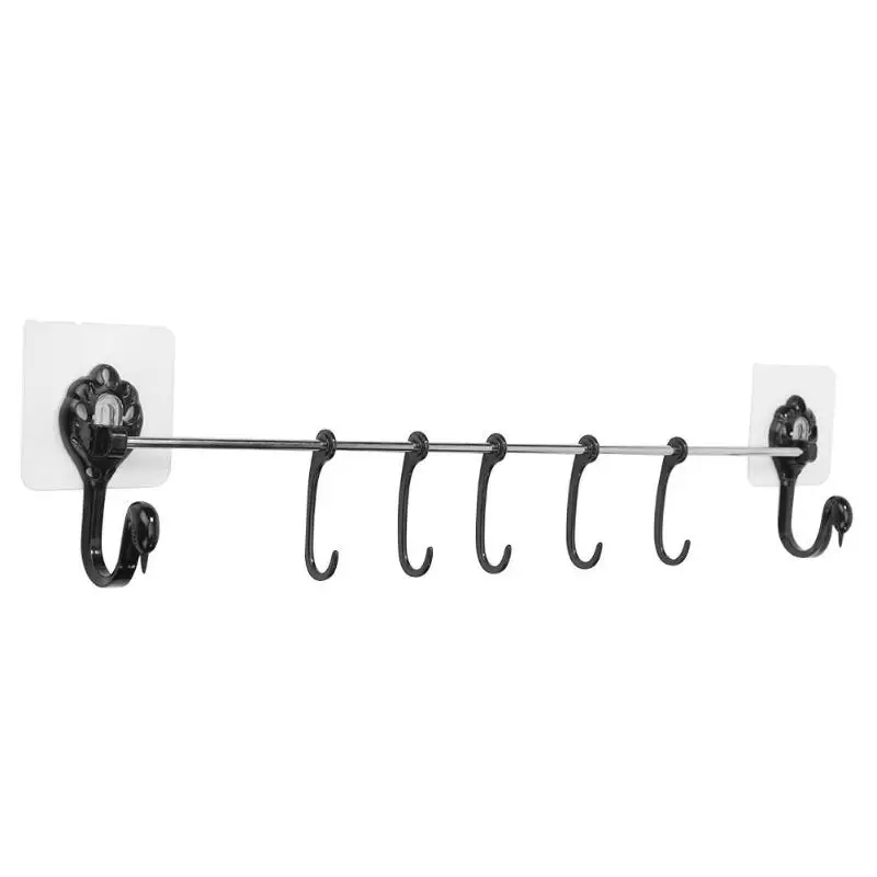 

Clothes Hanger Hook Towel Dishcloth Organizer 7 Even Row of Hooks Swan-shaped Seamless Rack Bathroom Kitchen Holder Shelf