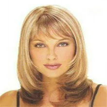 Горячая Мода средняя блондинка смешанные коричневые прямые женские волосы парик
