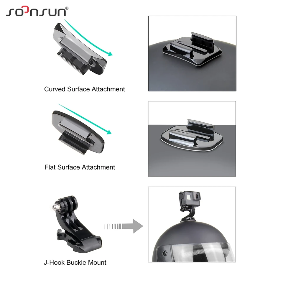 34 Pezzi Attacchi Adesivi Cooau Per GoPro - Base Piatta, Curva E A J, Compatibili Con Caschi - Foto 2