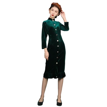 

2020 chinese traditional women full sleeve qipao elegant cheongsam plus lady wedding bridesmaid dress sexy vestidos