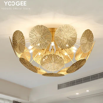 

YOOGEE Luxury Bedroom Ceiling Chandelier for Living room Kitchen Copper Ceiling Lamp Indoor Lighting