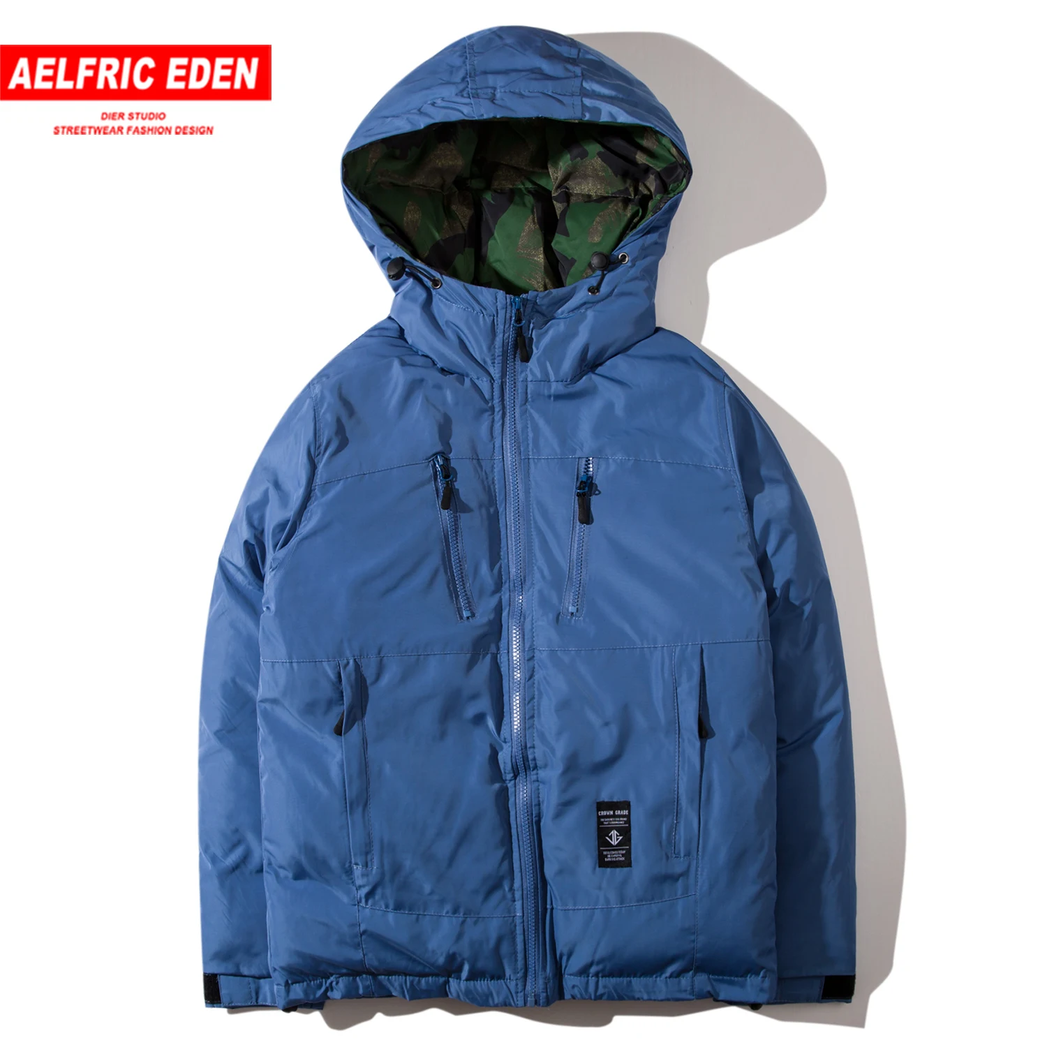 Aelfric Eden, модные толстые мужские парки с капюшоном, зимние куртки в стиле хип-хоп Харадзюку,, повседневная хлопковая уличная одежда для скейтборда, теплые пальто
