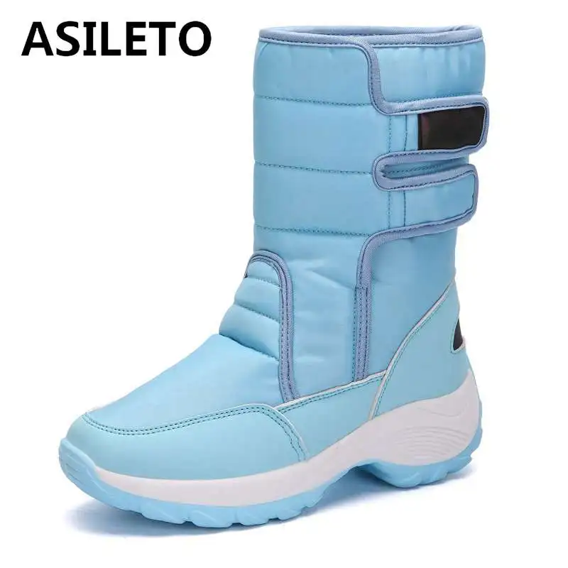 

ASILETO Mid-Calf snow Boots ladies Waterproof women's Winter Boots plush wedges shoes platform Booties Footwear booties size 42