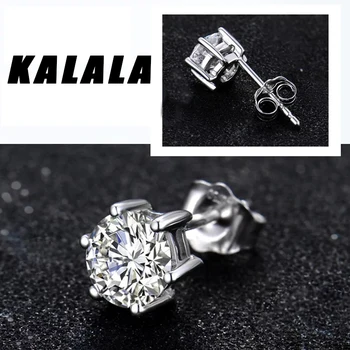 

18K White Gold Stud classic 6 claws DF Color Moissanite Earrings 5mm Wedding Anniversary earring for woman
