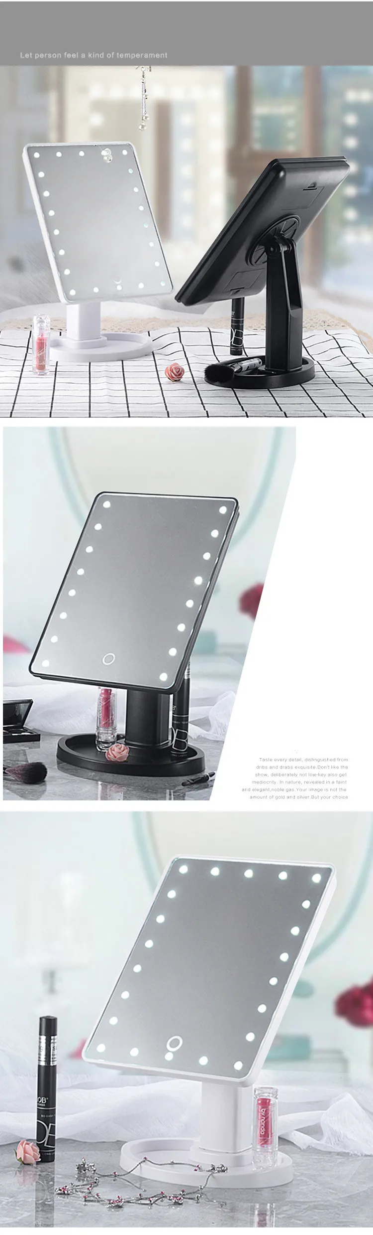 Mioor Регулируемый 20/16 светодиодный Профессиональный зеркало с подсветкой для макияжа с сенсорным экраном портативная увеличительная настольная лампа косметическое зеркало